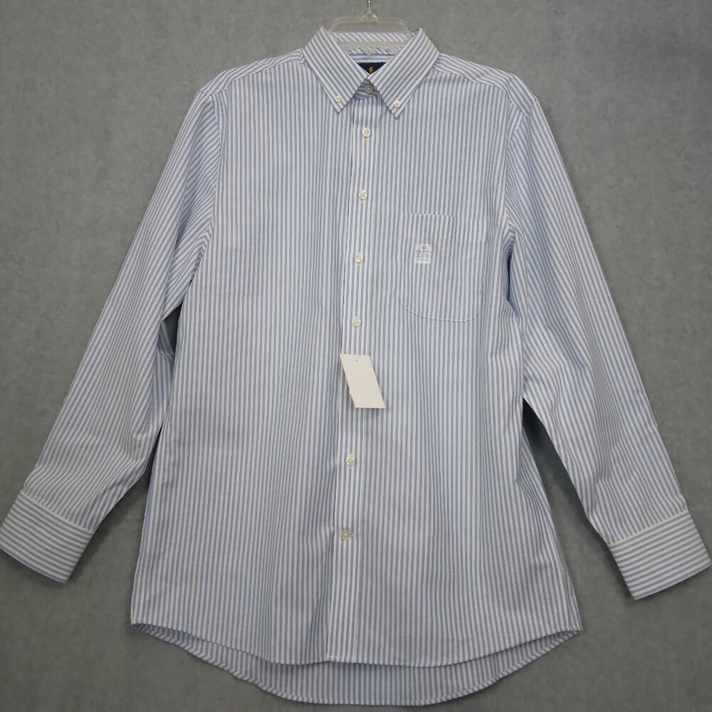 Stafford | Coolmax All Season Oxford Shirt Blue White Stripe | Size M